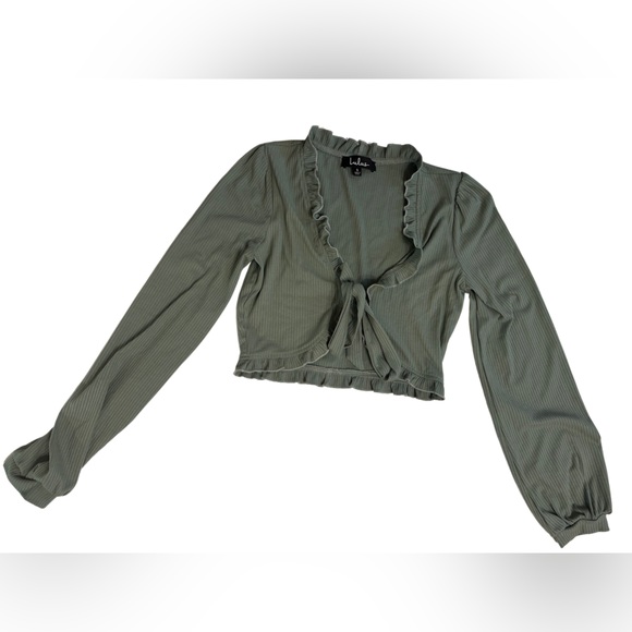 Lulus Long-Sleeve V-Neck Crop Top 🌿 - Picture 2 of 4